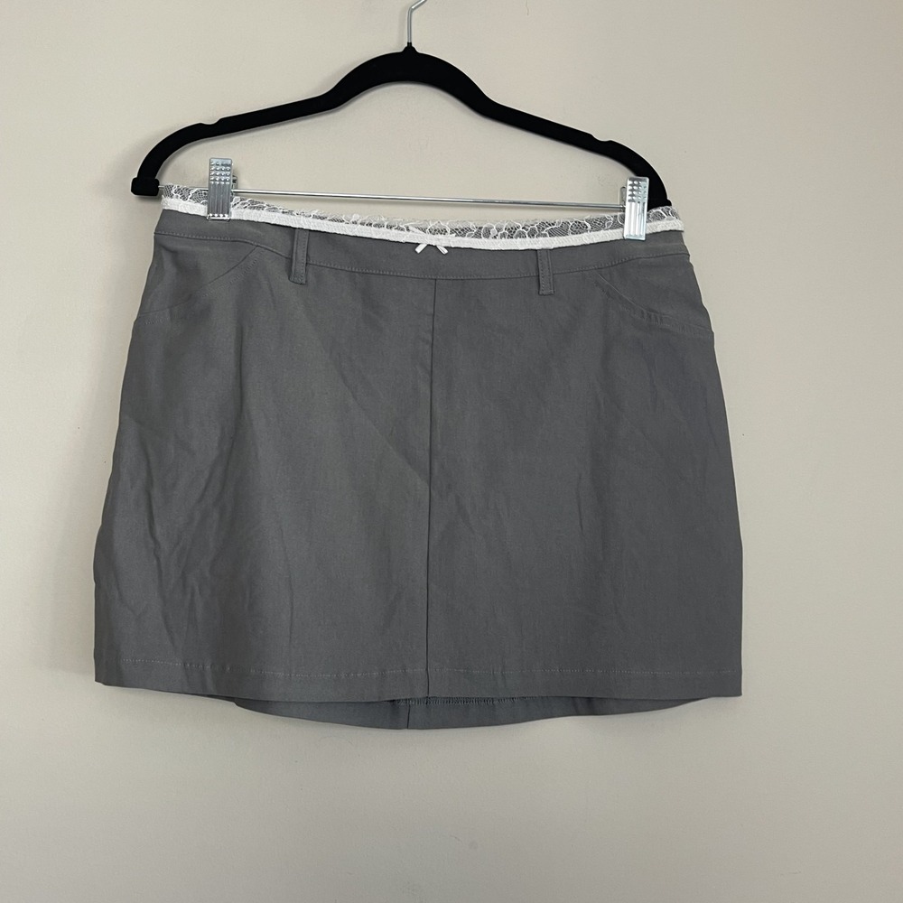 NWT Wild Fable Gray Mini Skirt Lace Trim Waist Y2K Casual Basic Preppy